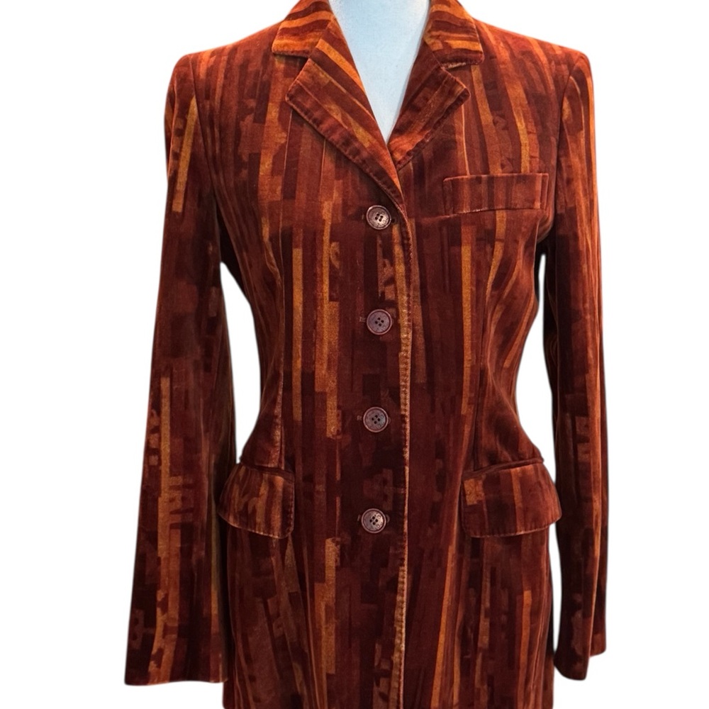 Moschino Velvet Blazer in Rich Brown and Orange